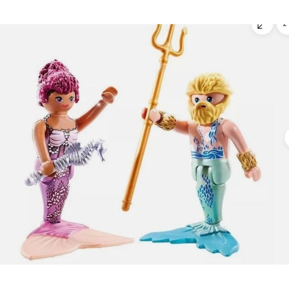 Playmobil Duo Pack Set 71799 Mermaid Merman Figures Seahorse‎ Trident New Box